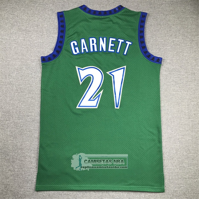 Camiseta Minnesota Timberwolves Kevin Garnett NO 21 Hardwood Classics Throwback 1997-98 Verde